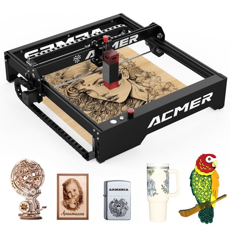 ACMER P1 เครื่องฉลากเลเซอร์ 10W เครื่องฉลากเลเซอร์โต๊ะความเร็วสูง 10000mm/min เครื่องฉลากเลเซอร์ 20W