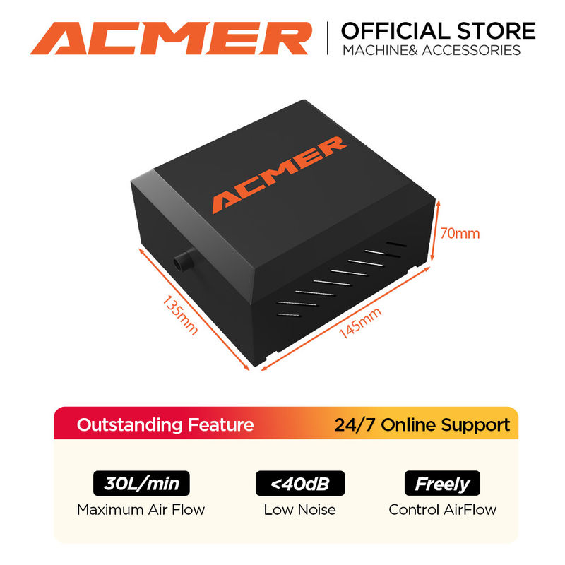 ACMER C4 เครื่องฉลากเลเซอร์ ปั๊มสนับสนุนอากาศ EU I US I UK ปั๊ม 5.0-5.5 M/s ความเร็วอากาศ