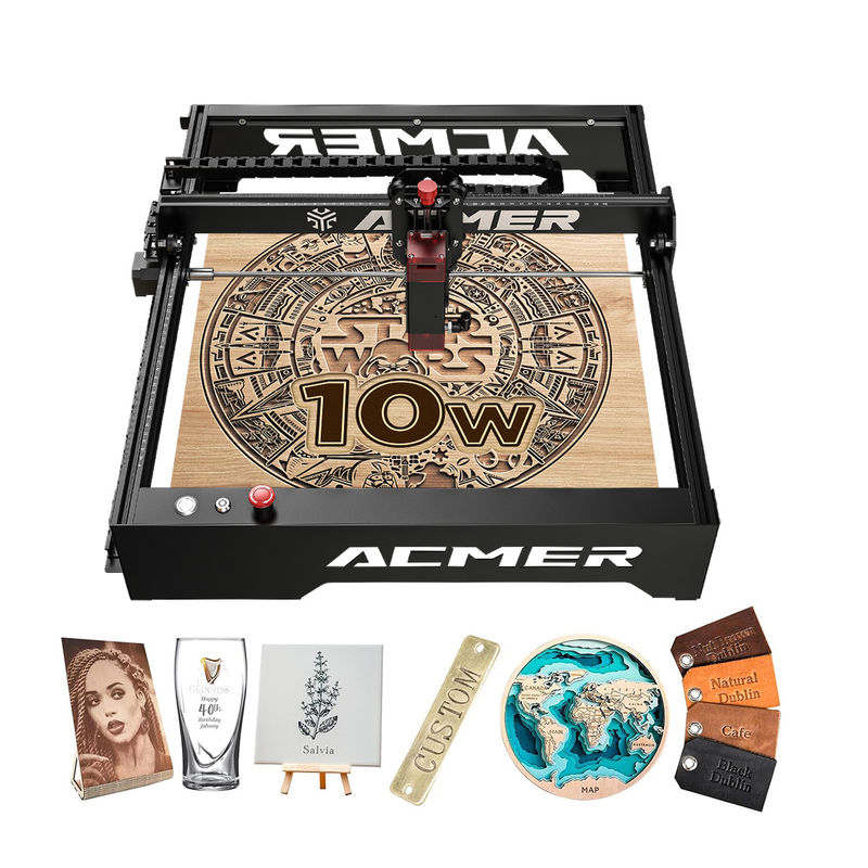 ACMER P1 เครื่องฉลากเลเซอร์ 10W เครื่องฉลากเลเซอร์โต๊ะความเร็วสูง 10000mm/min เครื่องฉลากเลเซอร์ 20W