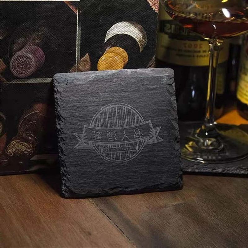 ACMER DIY หิน Coaster ผงหิน ดื่ม Coasters ดําธรรมชาติ Edge สําหรับบาร์และบ้าน