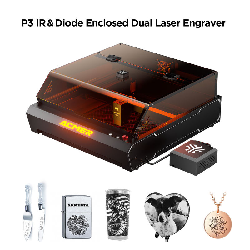 ACMER P3 96W CNC Laser Engraver ความเร็วสูง โปรไฟล์อลูมิเนียม ร่างเครื่อง 10000mw Diode Laser วิธีการสื่อสาร USB/APP/TF